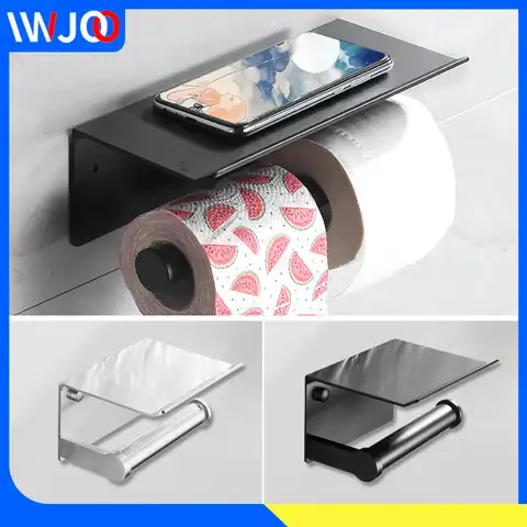 Держатель для туалетной бумаги, алюминиевый держатель для туалетной бумаги, настенный металлический держатель в рулоне, черного цвета, кры...