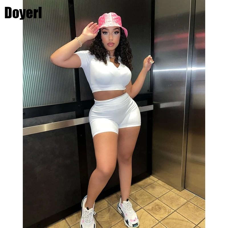 

Solid Sporty Two Piece Set Women Shorts and Top Set Summer Clothes for Women Biker Shorts 2 Piece Set Matching Outfits Tracksuit
