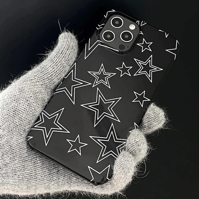 

Punk Vintage Star Phone Case for IPhone 14 11 12 13 Pro Max Mini Korea Cool Phone Case for IPhone XR XS MAX Iphone 11 Pro Case