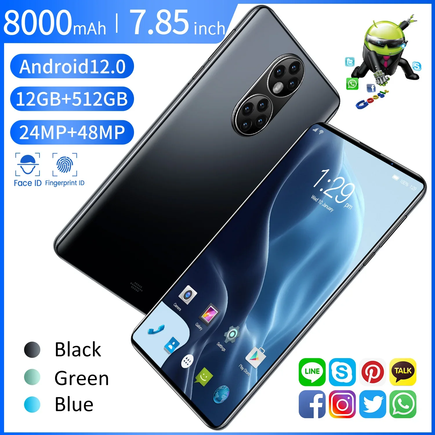 

Оригинальный планшет P50 7,85 дюймов HD Android 12 12 Гб + 512 ГБ 48 МП 8000 мАч две Sim-карты