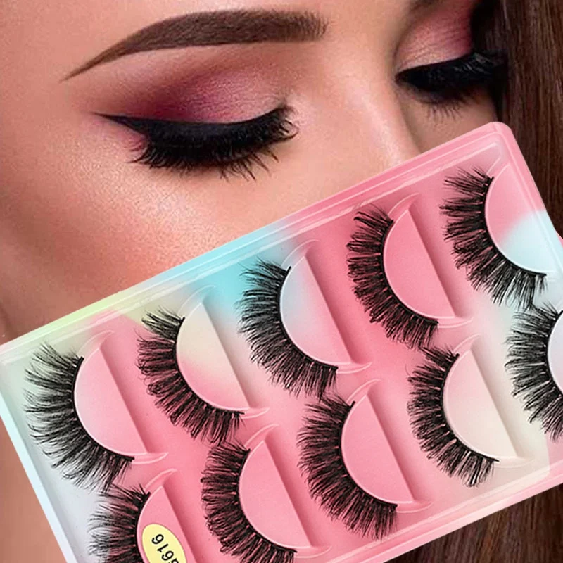 

10 Pairs Handmade False Eyelashes + Tweezers Makeup Volume 3D Fluffy Natural Thick Long Lightweight Club Party Bright Reusable