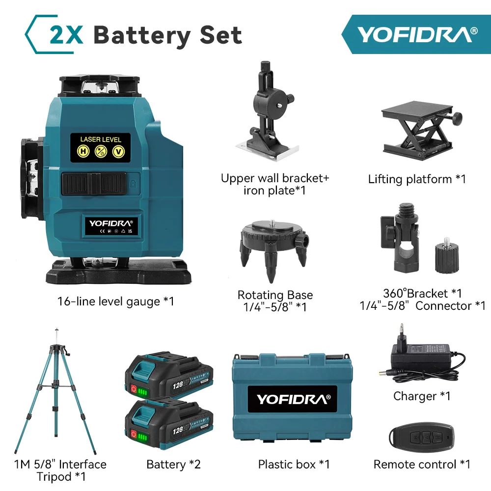 

YOFIDRA 4D лазерный уровень 16 линий зелёный Makita 18В