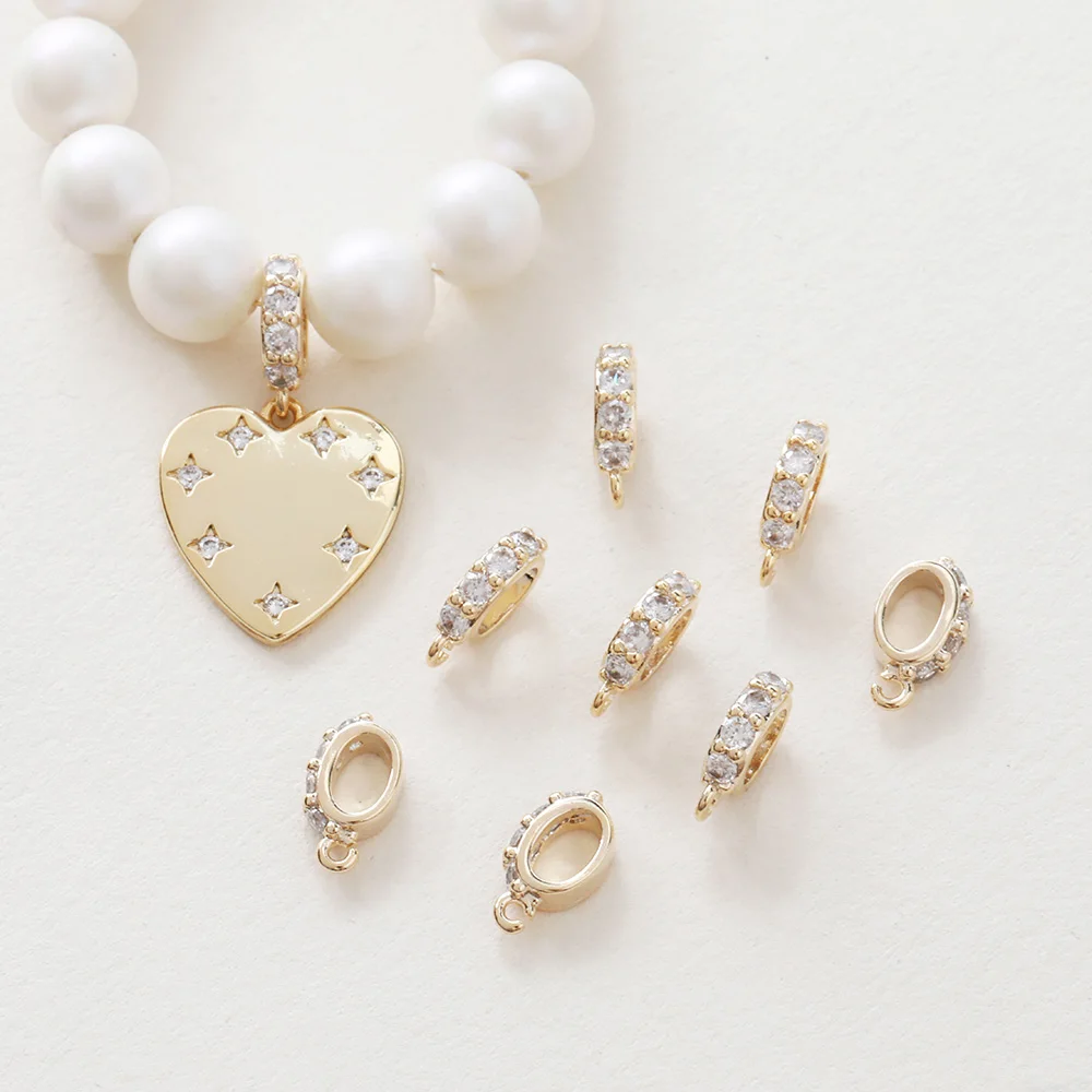 

4 шт. 14 к позолоченные круглые циркониевые инкрустированные кулоном разделенное кольцо «сделай сам» ожерелье браслет ювелирные изделия мат...