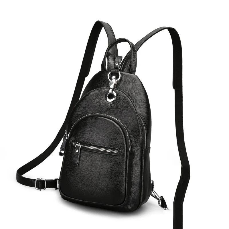 

Trendy Designer Genuine Leather Women Tote Bag Fashion School Handbag Large Capacity Travel Backpacks Designer Black Female Pack
