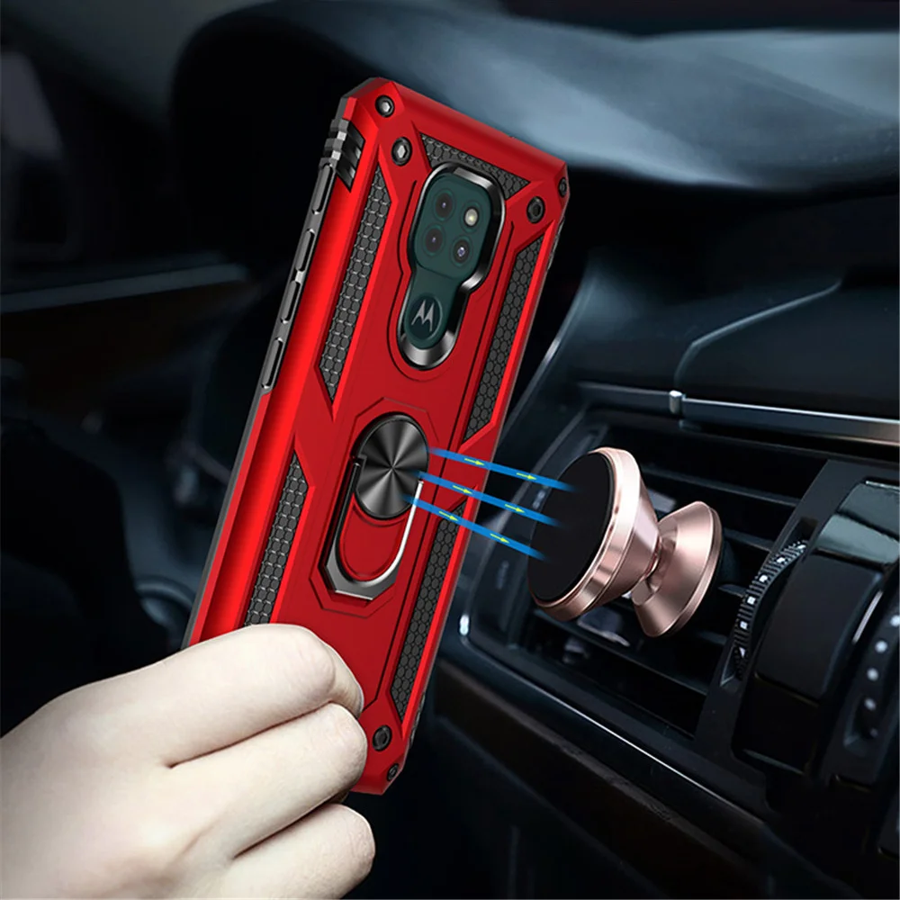 

Motorola Moto G9 Play For Moto G9 Play G9 Plus Case Stand holder magnetic Car ring Shockproof armor case for Moto G9 Power Cover