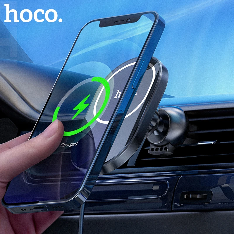 

HOCO New Magnetic Wireless Car Charger Mount for iPhone 12 Pro Max 12 mini 15W Magnetic Fast Charging Airvent Car Phone Holder