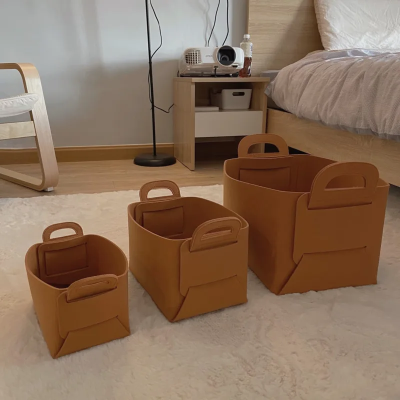 

Большая корзина для хранения из войлока, коробка для всякой всячины для домашнего общежития, игрушка для закусок, грязной одежды, раздвижна...