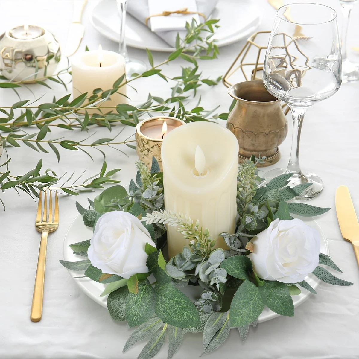 Цветочный подсвечник венок украшение для свадебной вечеринки искусственные