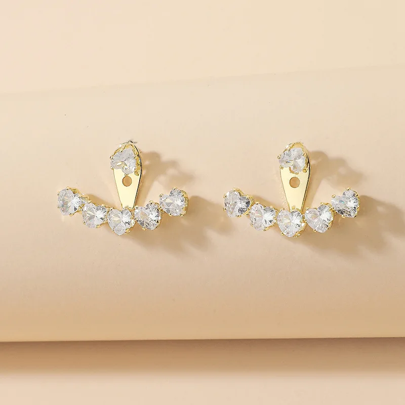 

European and American Women's round Loving Heart Zircon Stud Earrings Ins One Style for Dual-Wear Geometric Earrings