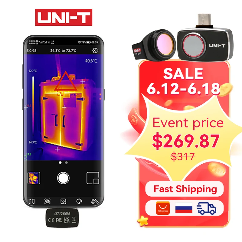 

UNI-T Thermal Imager For Phone UTi260M UTi256M Thermographic PCB Circuit Failure Floor Heating Test Infrared Thermal Camera