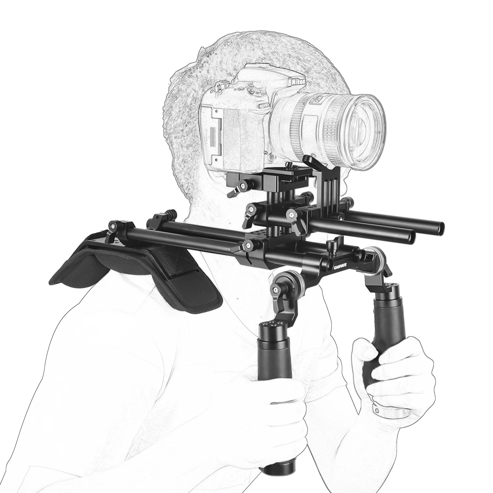 KAYULIN Shoulder Rig Support Film Maker Система рельсовых блоков 15 мм с объективом Y-образной