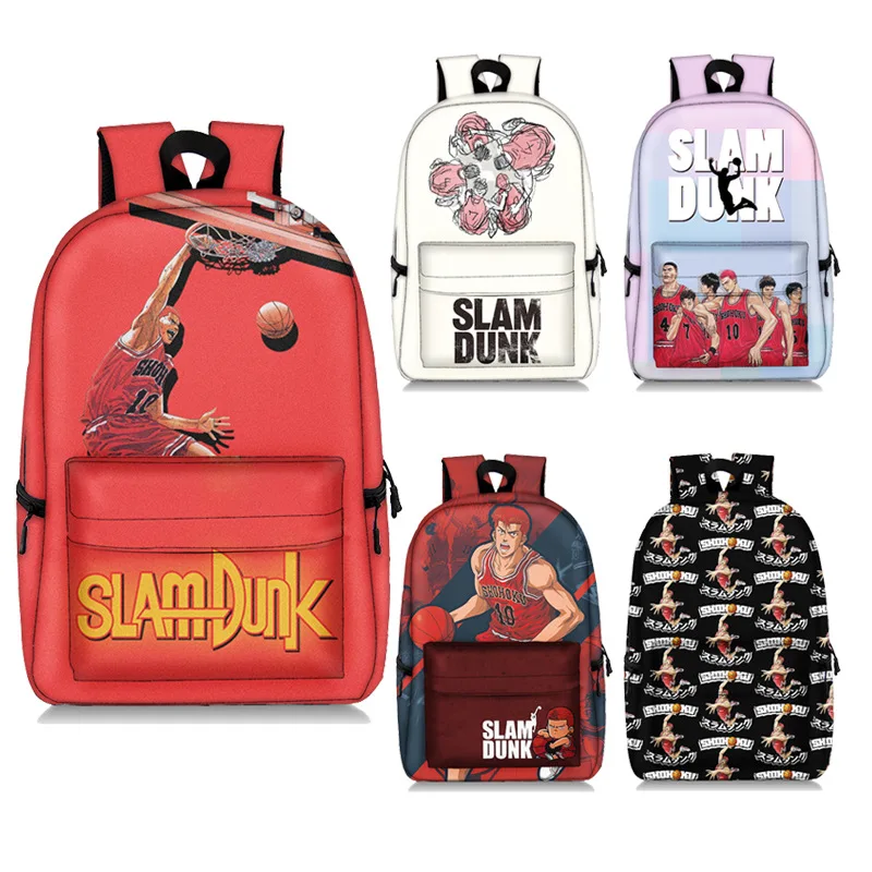 

2023 New Slam Dunk Anime Backpack Cartoon Elementary School Students School Bag Large Capacity Basketball Bag Zipper Breathable