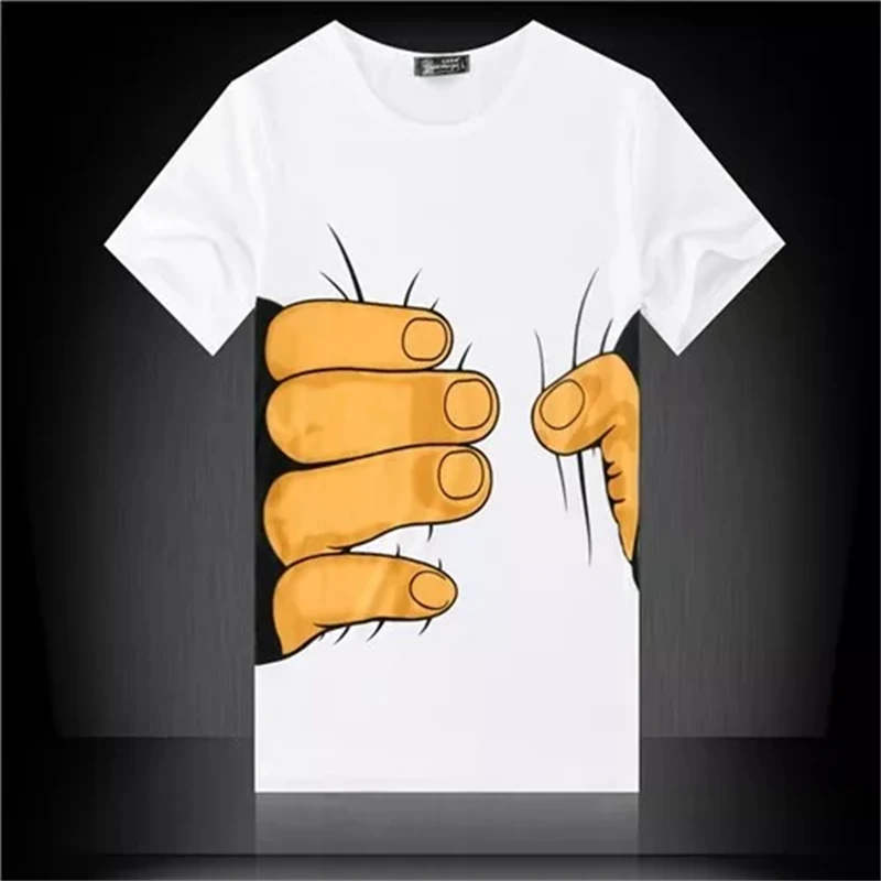Funny Pattern T-shirt Finger Bone 3D Printing T Shirts Round Neck Short Sleeves For Men's Kids Streetwear Cool New Clotes Tee