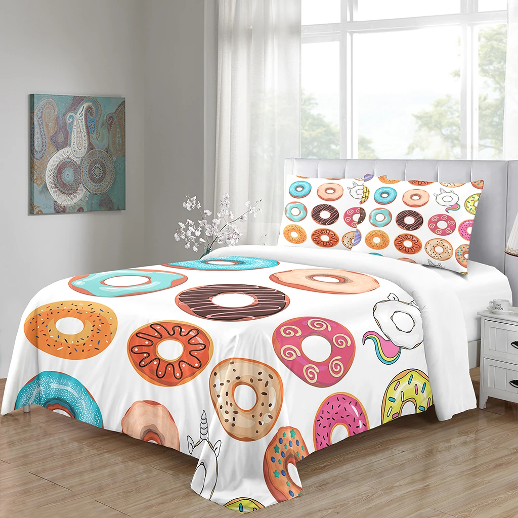

Doughnuts! Full Size Duvet Cover Set 3D Design Microfiber Soft &Smooth Bedding Sets with Zipper Closure 2 Pillow Shams