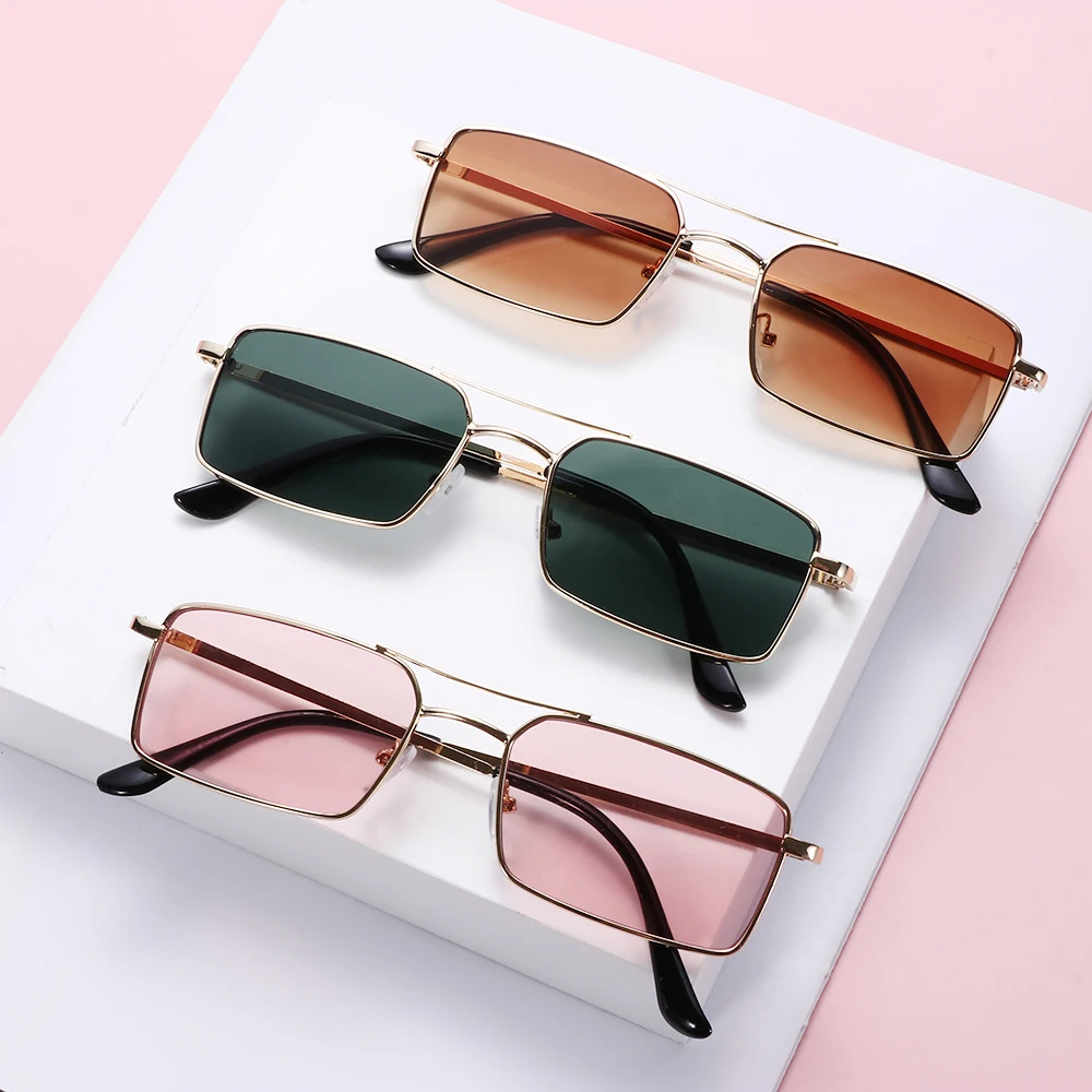 

Classic Retro Rectangle Sunglasses for Women and Men Vintage Fashion Metal Frame UV400 Lens Steampunk Sun Glasses Small Frame