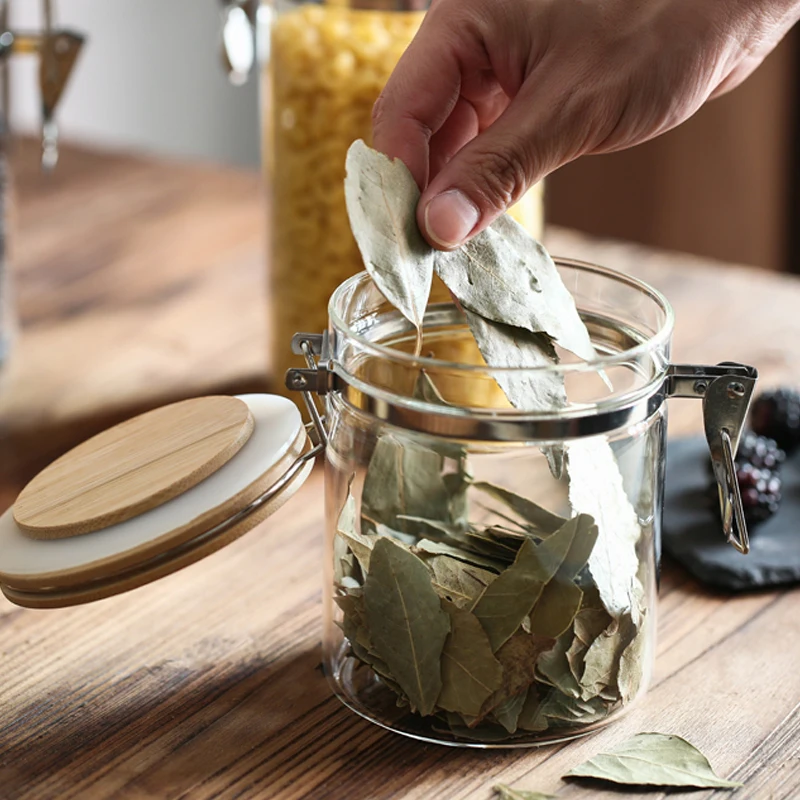 

450/750/1150/1300/2000 мл кухонная стандартная бамбуковая крышка стеклянный герметичный контейнер стеклянная застежка бак банка оловянные аксессуа...