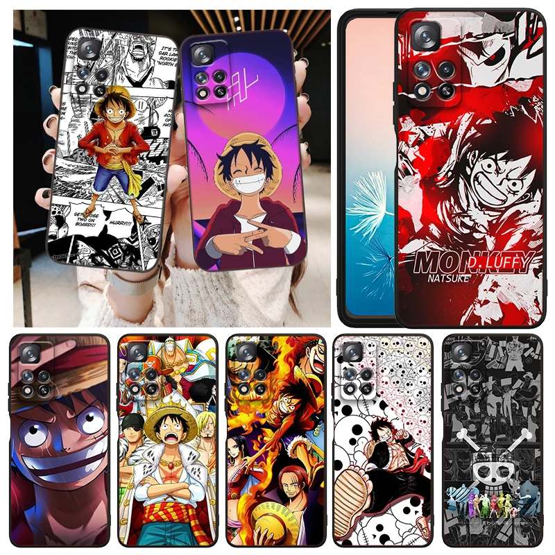 

One Piece Luffy Animation Phone Case For Xiaomi Redmi Note 12 11E 11S 11 11T 10 10S 9 9T 9S 8T 8 Pro Plus 5G Black TPU Cover