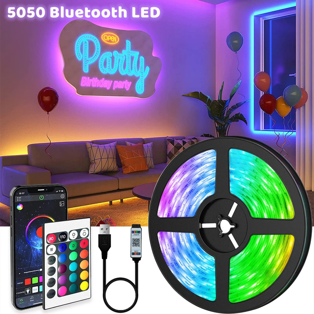 Светодиодная ленсветильник RGB 5050 с пультом ДУ 5 в пост. Тока |