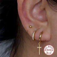 canner small stone 4pcs real 925 sterling silver piercing stud earrings pearl earrings for women loops earrings pendientes gift