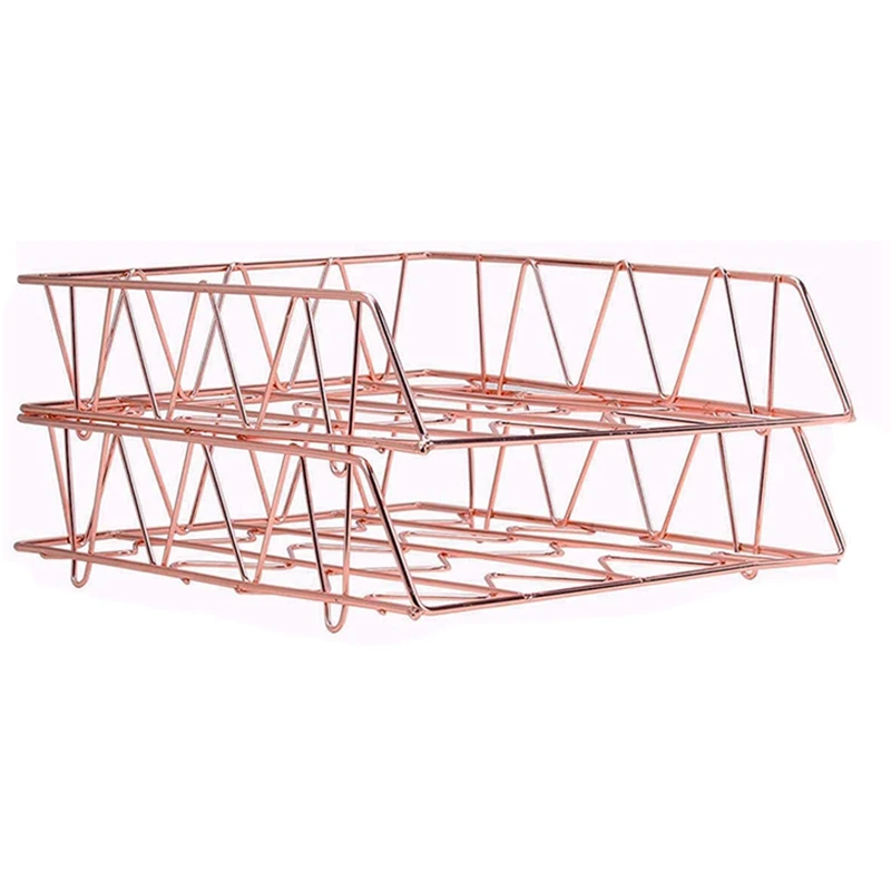 2 Pcs Desktop File Organizer Letter Tray Paper Holder Rack & 1 Desk Mesh Book Shelf |