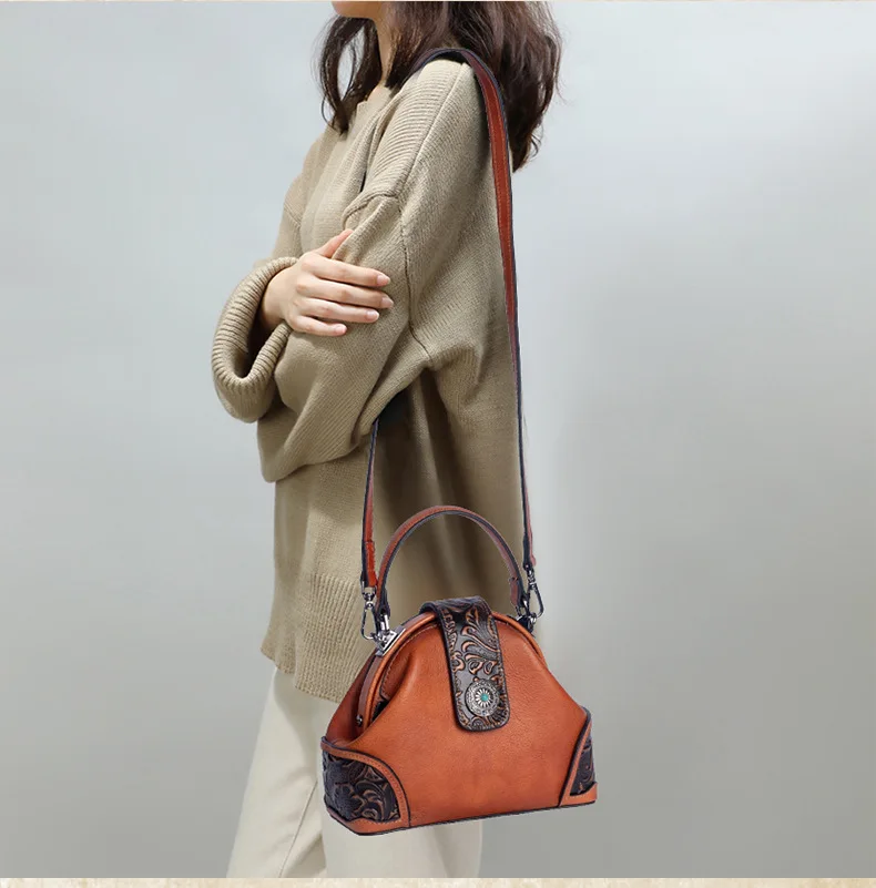 

Женская сумка из натуральной воловьей кожи, в стиле ретро