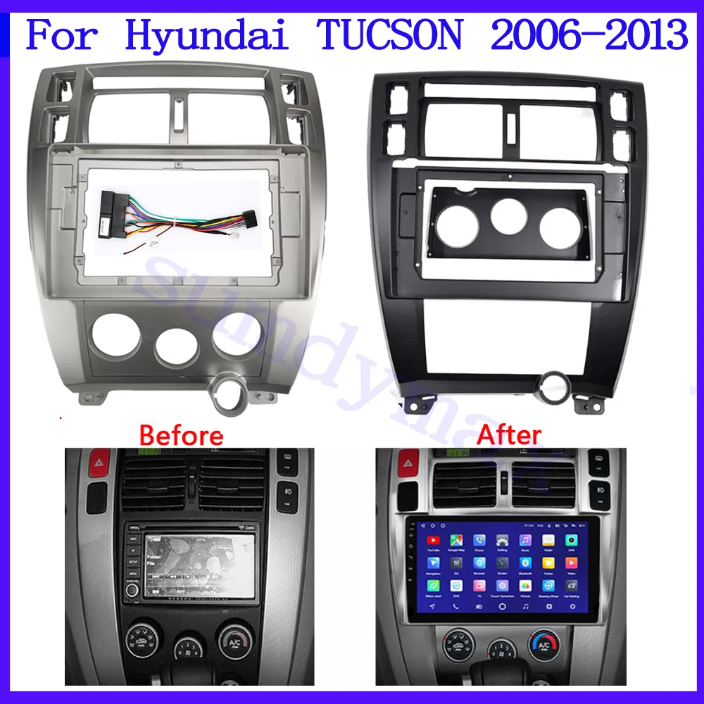 

Головное устройство 2din, автомобильный радиоприемник, рамка в комплекте для HYUNDAI TUCSON 2006-2013, автомобильная панель, стереоприборная панель, облицовка, лицевая панель, кабель