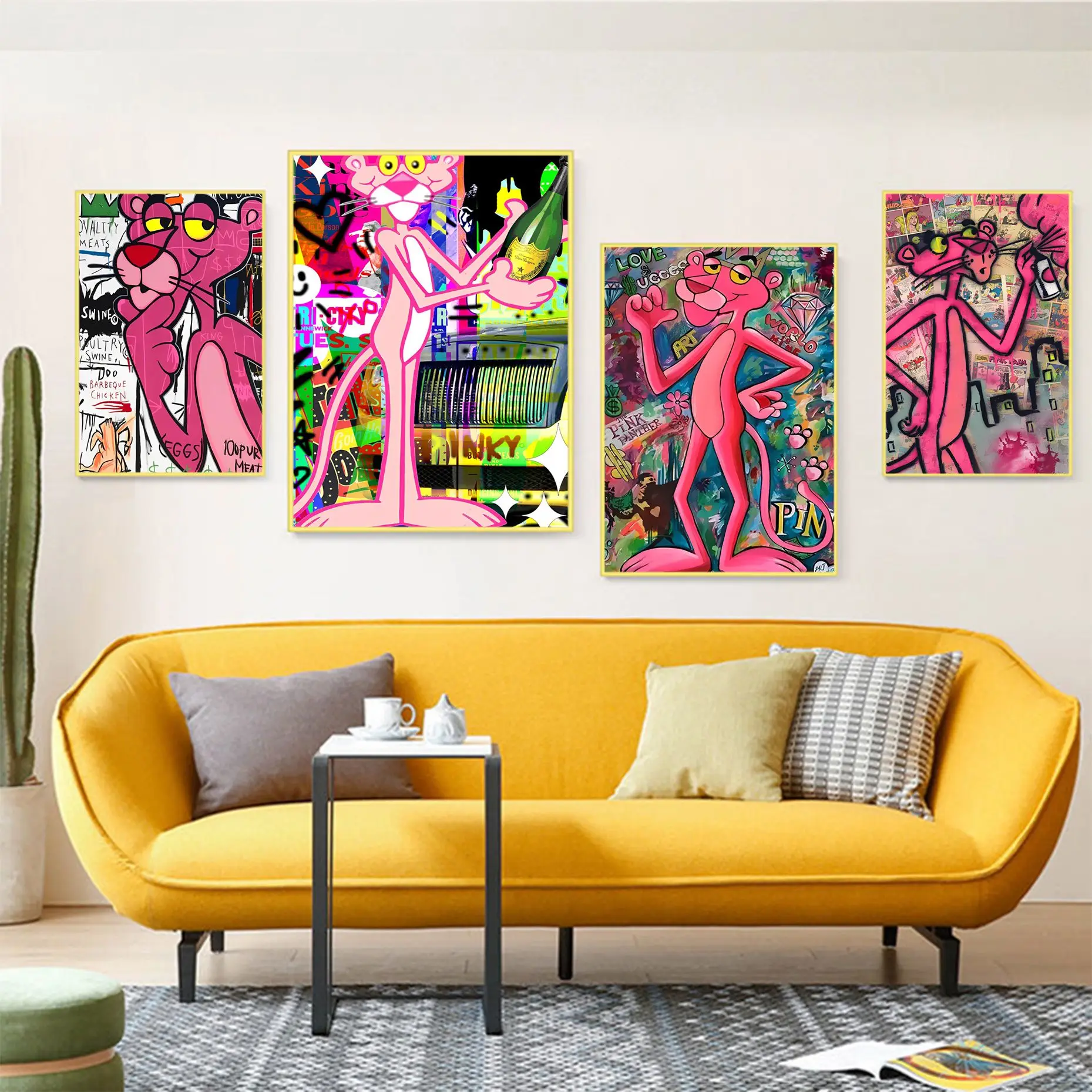 

Граффити уличное искусство розовый леопард аниме плакаты клейкие HD качество плакат настенная живопись обучение винтажная декоративная жи...