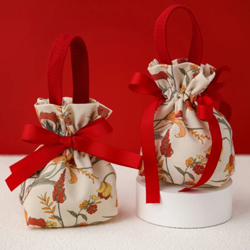 

1PC Portable Cloth Bags Candy Bag Packaging Bags Printed Birthday Party Supplies Handheld