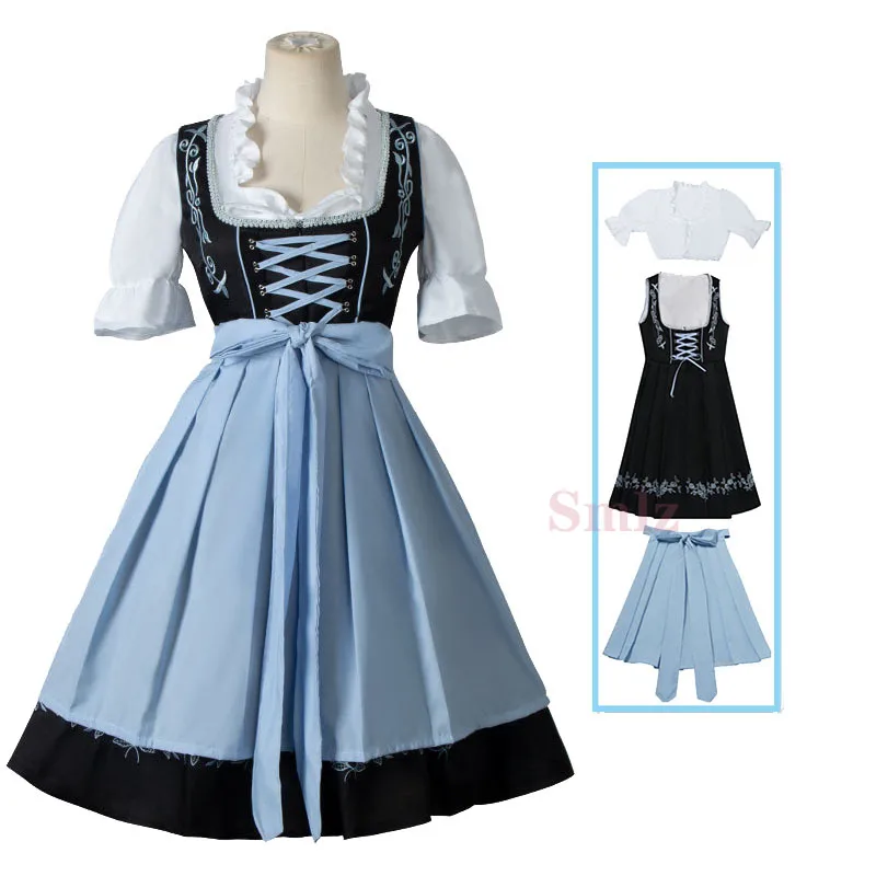 

Brazil Oktoberfest Costume Dress Parade Tavern Bartender Waitress Outfit Cosplay Carnival Halloween Fancy Party blue Dress