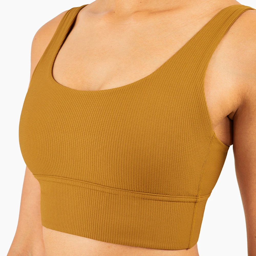 

Ribbed Fitness Beauty Back Vest Training Shock Absorbing Running Breathable Sport Bra Anti-sweat Yoga Underwear Gym Workout Top