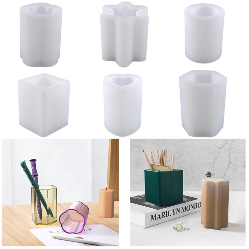 

Pen Holder Silicone Mold Cube Cylinder Flower Pot Epoxy Resin Molds DIY Candle Soap Storage Box Mould Jewelry Making Home Decor