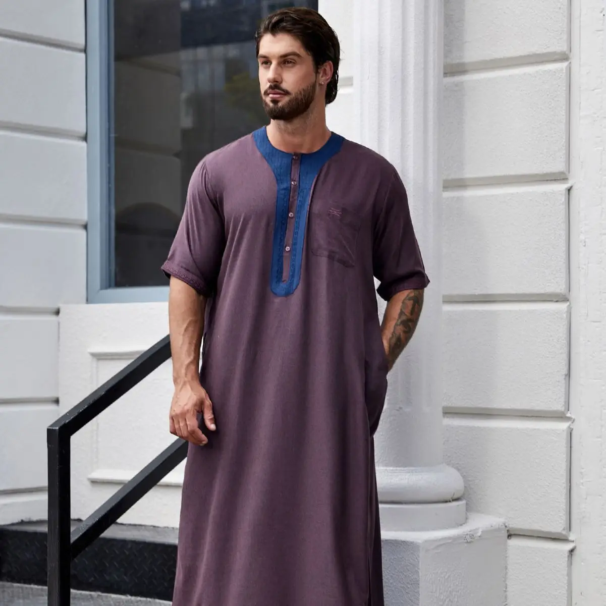 

Muslim Fashion Islamic Clothing Kurta Jubba Thobes Saudi Arabic Kaftan Abaya Djellaba Men Ropa Hombre Eid Ramadan Prayer Dress