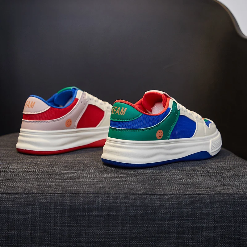 Cyber Star Style Microfiber  Leather Rainbow Personalized Trend and Breathability Shoes for Women and Increase Height By 3.5cm