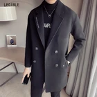 Мужское шерстяное пальто Legible, повседневное Свободное длинное шерстяное пальто, тренчкот для зимы