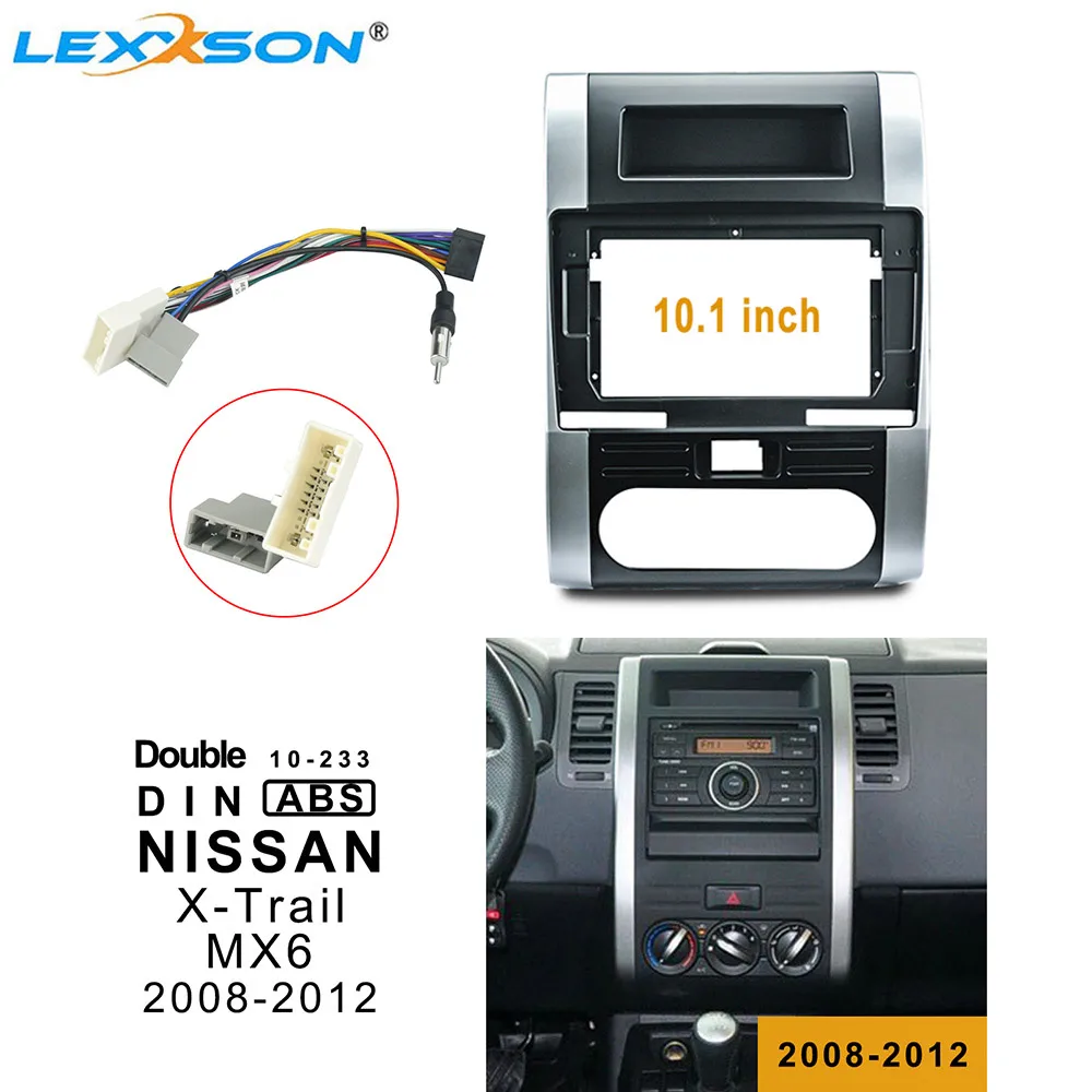 

10,1 дюймовая Автомобильная облицовка для NISSAN QASHQAI X-Trail MX6 2008-2012, двойная Din облицовка, рамка, аудио фитинг, адаптер, Facia панель