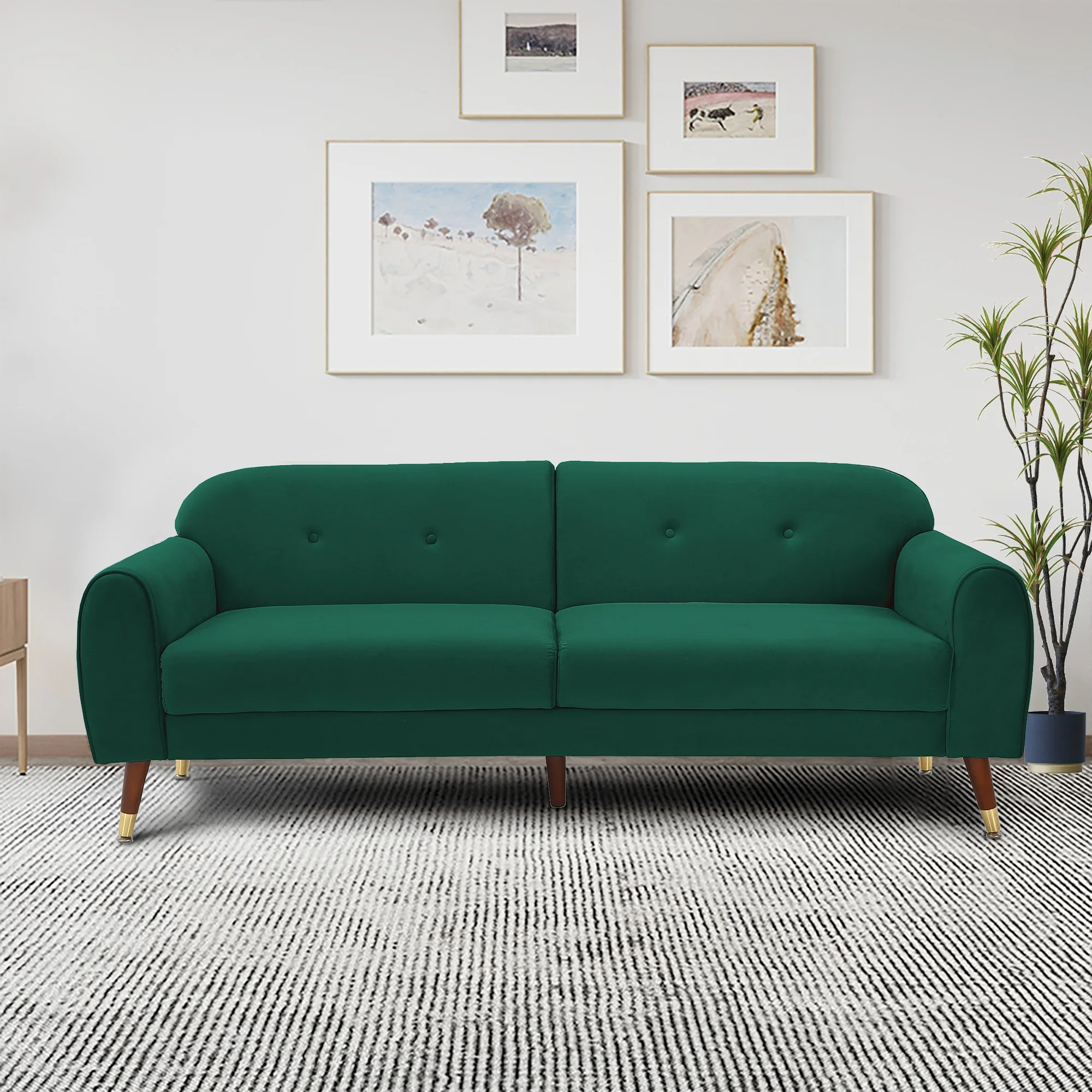 

Furniture Loveseat with wood legs, Green velvet