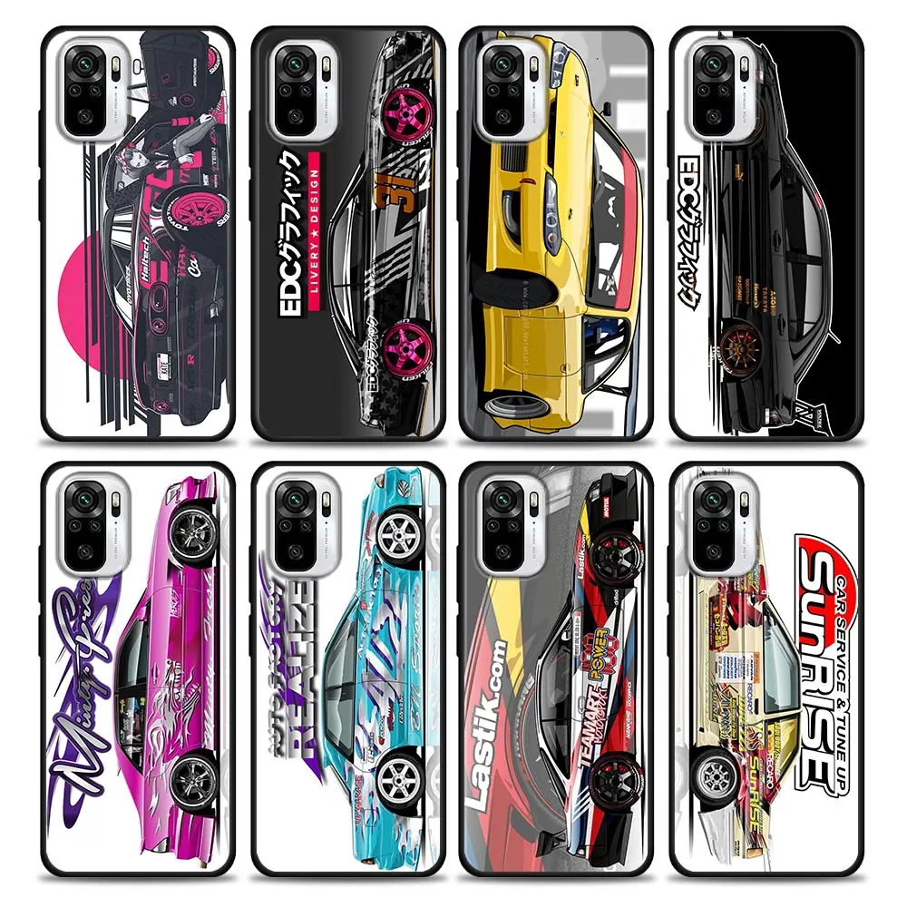 

Japan Tokyo JDM Drift Sports Car Silicone Phone Case For Xiaomi Redmi Note 9 9T 10 10s 11 11s 11E 8 7 Poco M3 M4 Pro Cover Cases