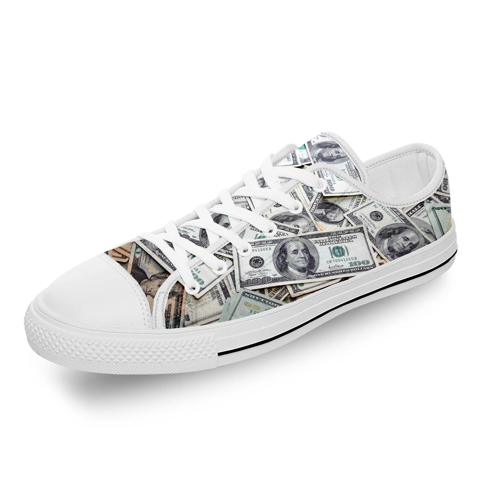

Gothic Dollar Dollars Money Anime White Cloth Fashion 3D Print Low Top Canvas Shoes Men Women Lightweight Breathable Sneakers
