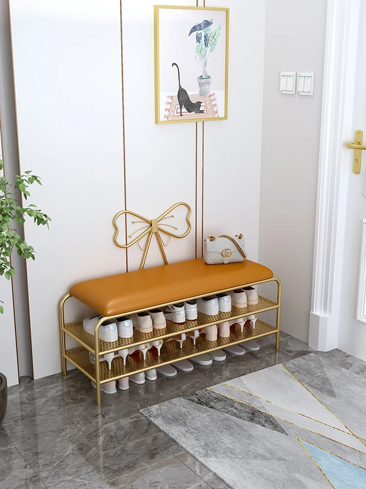 

Light luxury shoe stool household door can sit shoe cabinet seat stool in one Nordic creative entry door shoe rack wear shoe sto