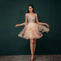 sequined tieredorganza cocktail party dresses v neck a line quinceanera gown above knee length prom dresses mini evening gown