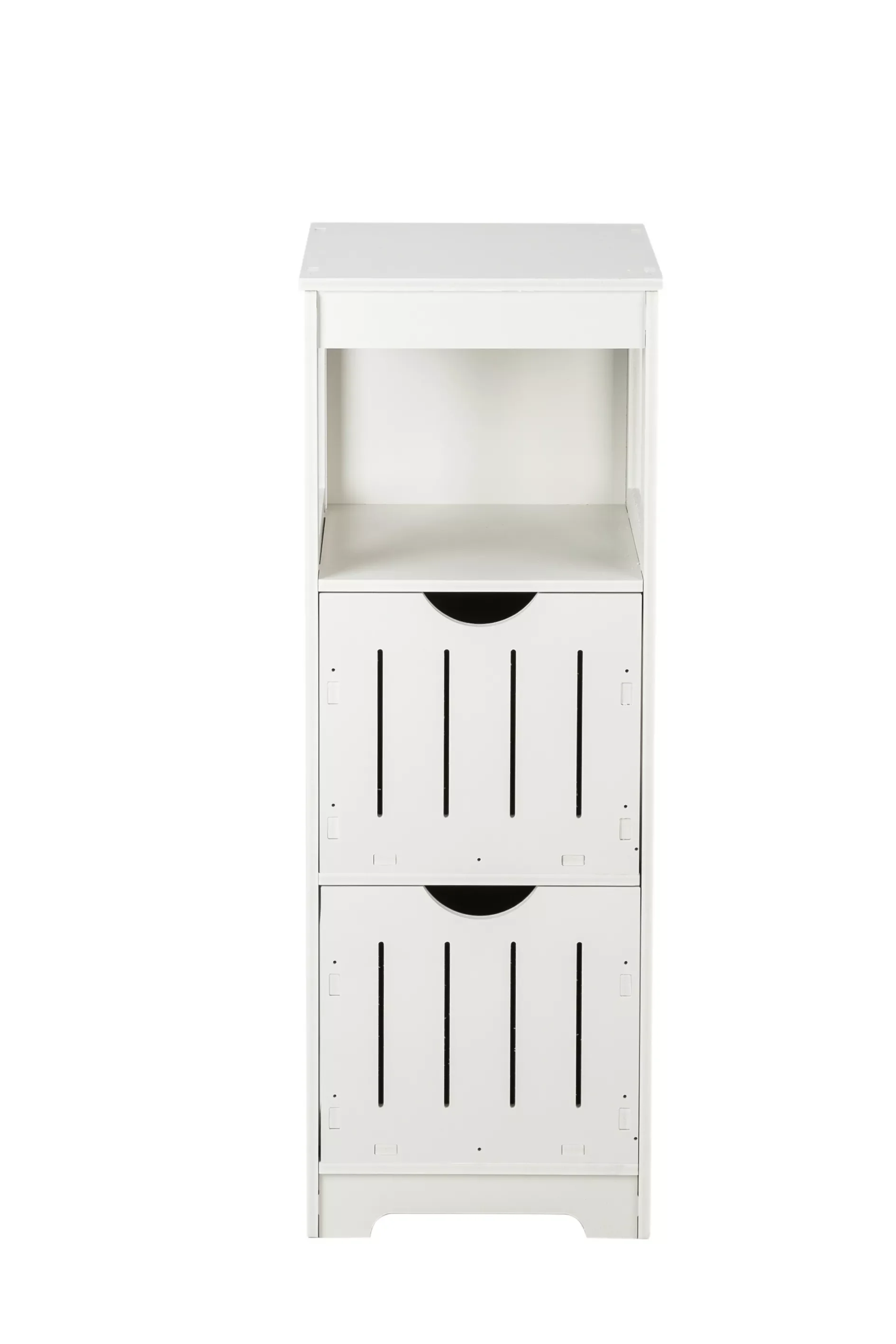 

Bathroom Cabinet Three-Layer Two-Drawer Storage Shelf Pvc Waterproof Easy to Clean Easy assembly(31.5 x 30.5 x 85)cm White[US-W]