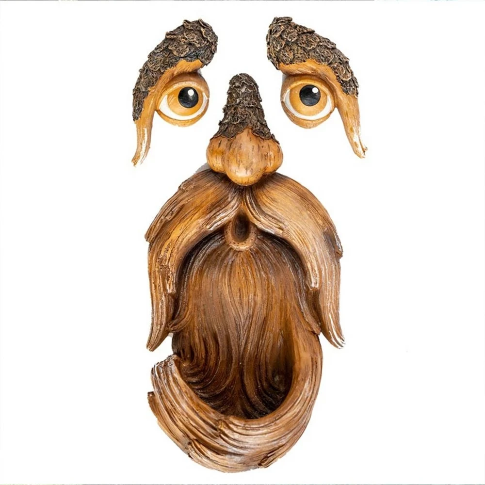 

Large Tree Faces Decor Resin Tree Bark Ghost Face Bird Feeder Facial Features Decoration Outdoor Garden Resin Hummingbird Feeder