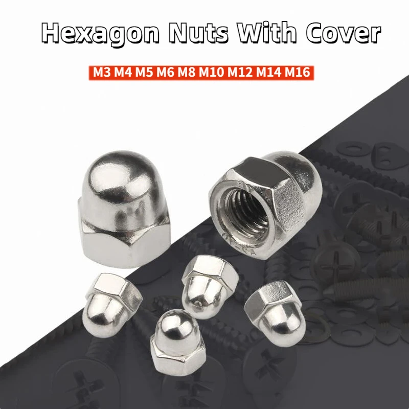 

1-20pcs M3 M4 M5 M6 M8 M10 M12 M14 M16 304 A2-70 Stainless Steel Hex Hexagon Acorn Nut Cap Decorative Cover Semicircle Dome Nuts