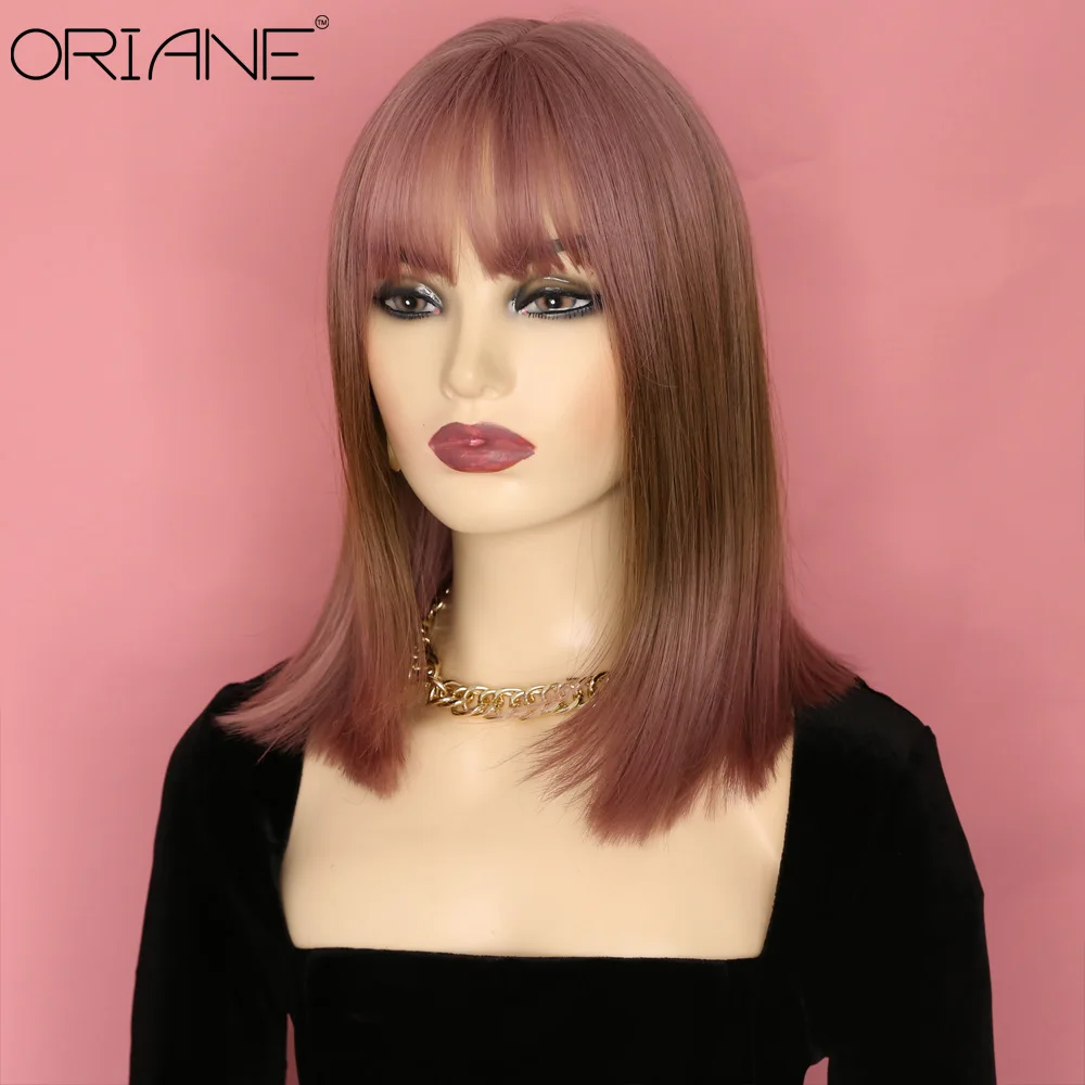 

ORIANE Natural Straight Synthetic Wigs For Women With Bangs Soft Bangs Loli Cosplay Wigs High Temperature Fiber Wigs For Gir