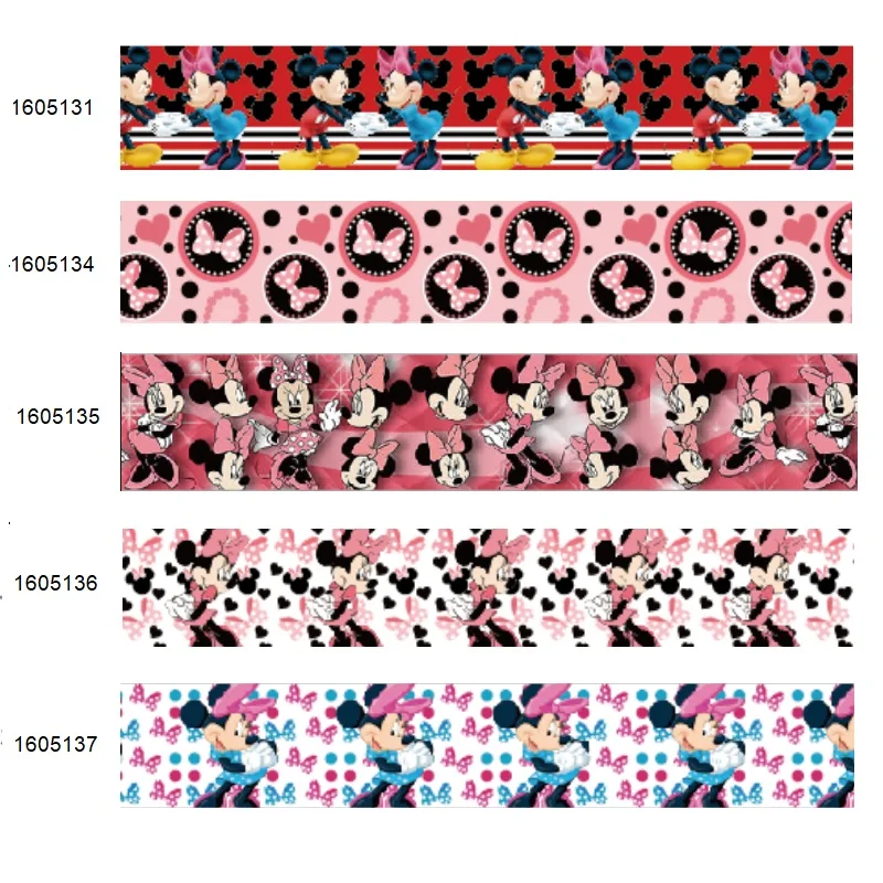 

Disney Pink Minnie Cartoon Grosgrain Ribbon 25mm Printed for Hairbows DIY 10yards Craft Supplies Handmade Materials