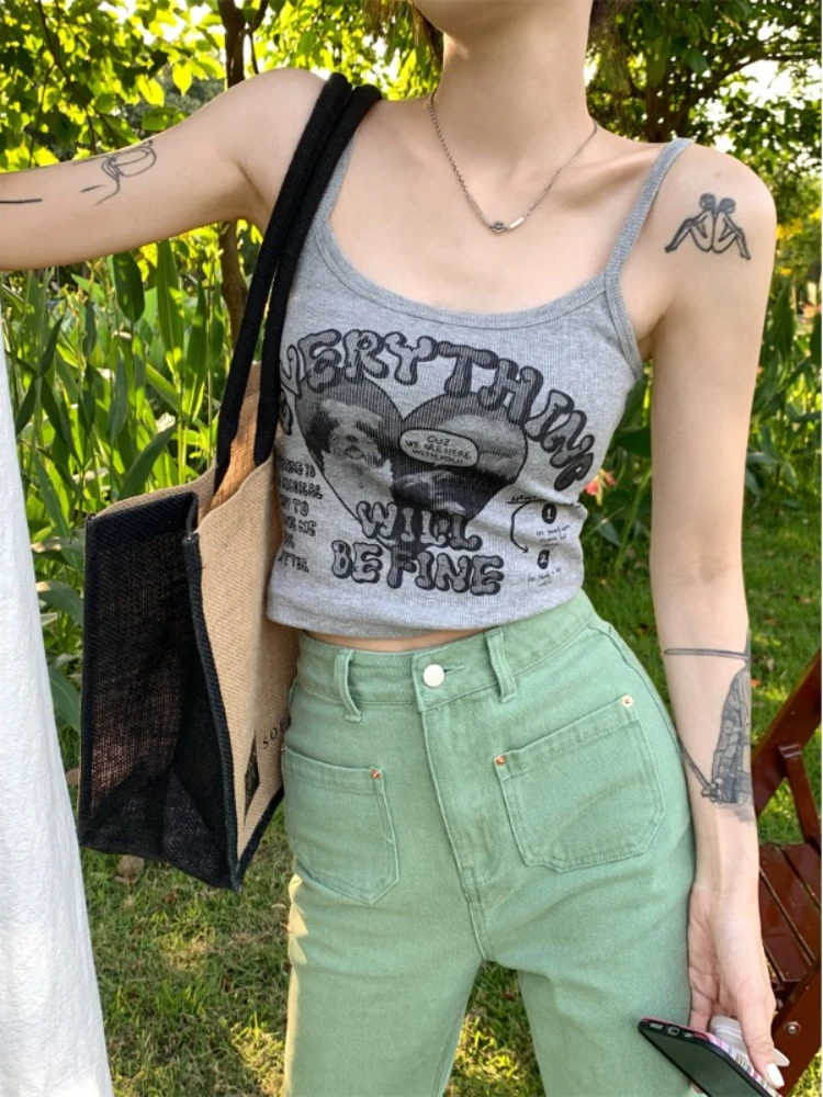 Топ на бретелях годоiscyn Y2k летние розовые укороченные топы без рукавов одежда для