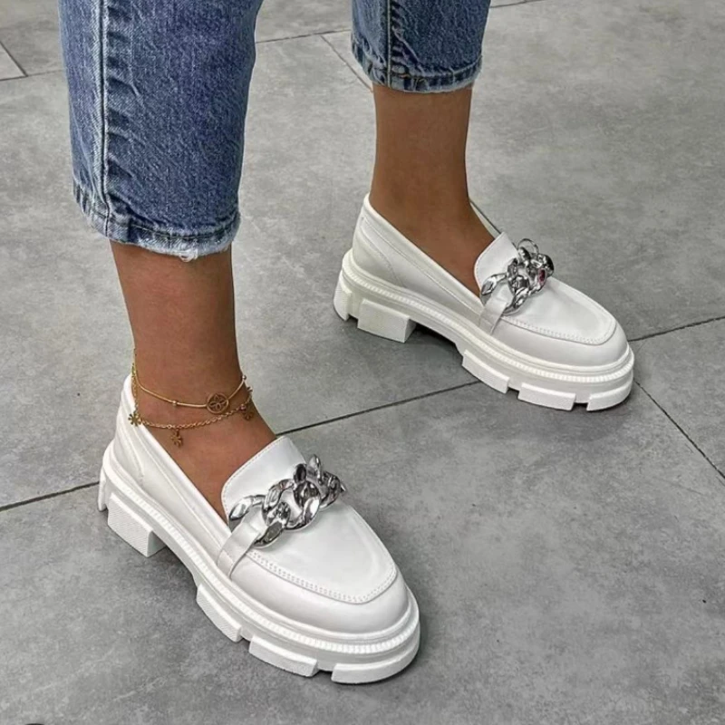 

Кроссовки женские на платформе, повседневная обувь, лоферы с цепочкой, 2022