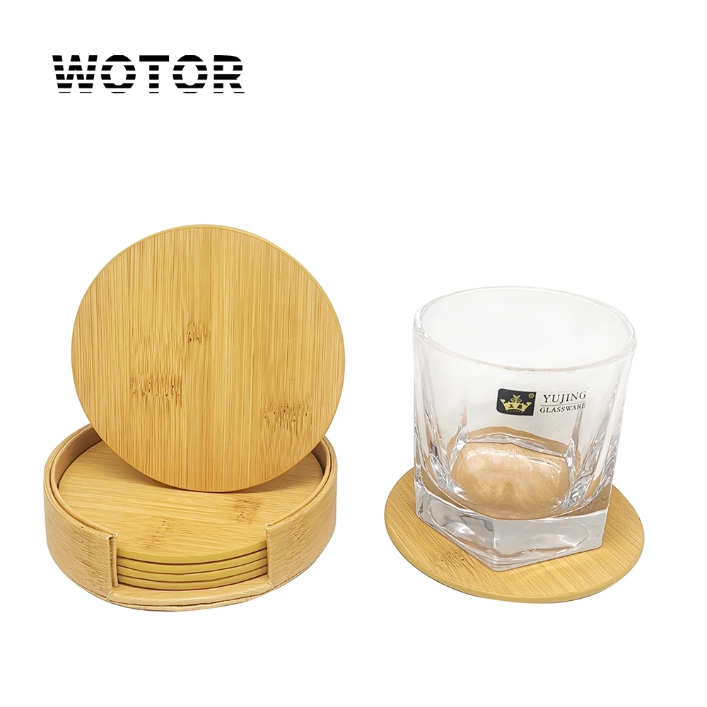 Фото WOTOR 6 шт./лот кожаные подставки из бамбукового зерна без швейных ниток водостойкие термостойкие подставки для столовых приборов чая кофейные чашки домашняя барная стойка №1