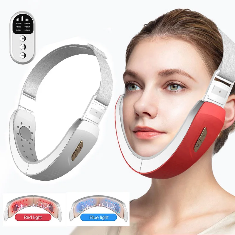 

Chin V-Line Up Lift Belt Machine Blue LED Photon Therapy Face Lifting Slimming Vibration Massager Double Chin Reducer