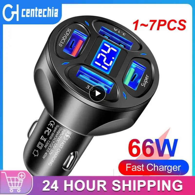 

1~7PCS Ports USB Car Charger 66W Fast Charging Quick Charge 3.0 Car Mobile Phone Charger Adapter For 14 13 mi